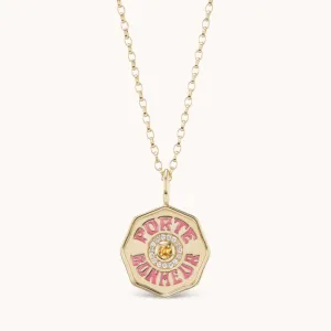 Mini Diamond Halo Porte Bonheur Citrine