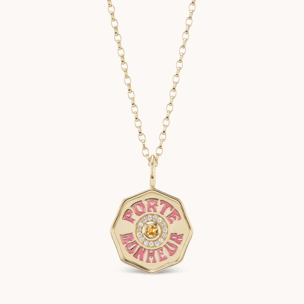 Mini Diamond Halo Porte Bonheur Citrine