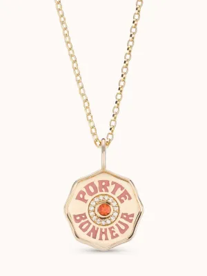 Mini Diamond Halo Porte Bonheur Orange Sapphire