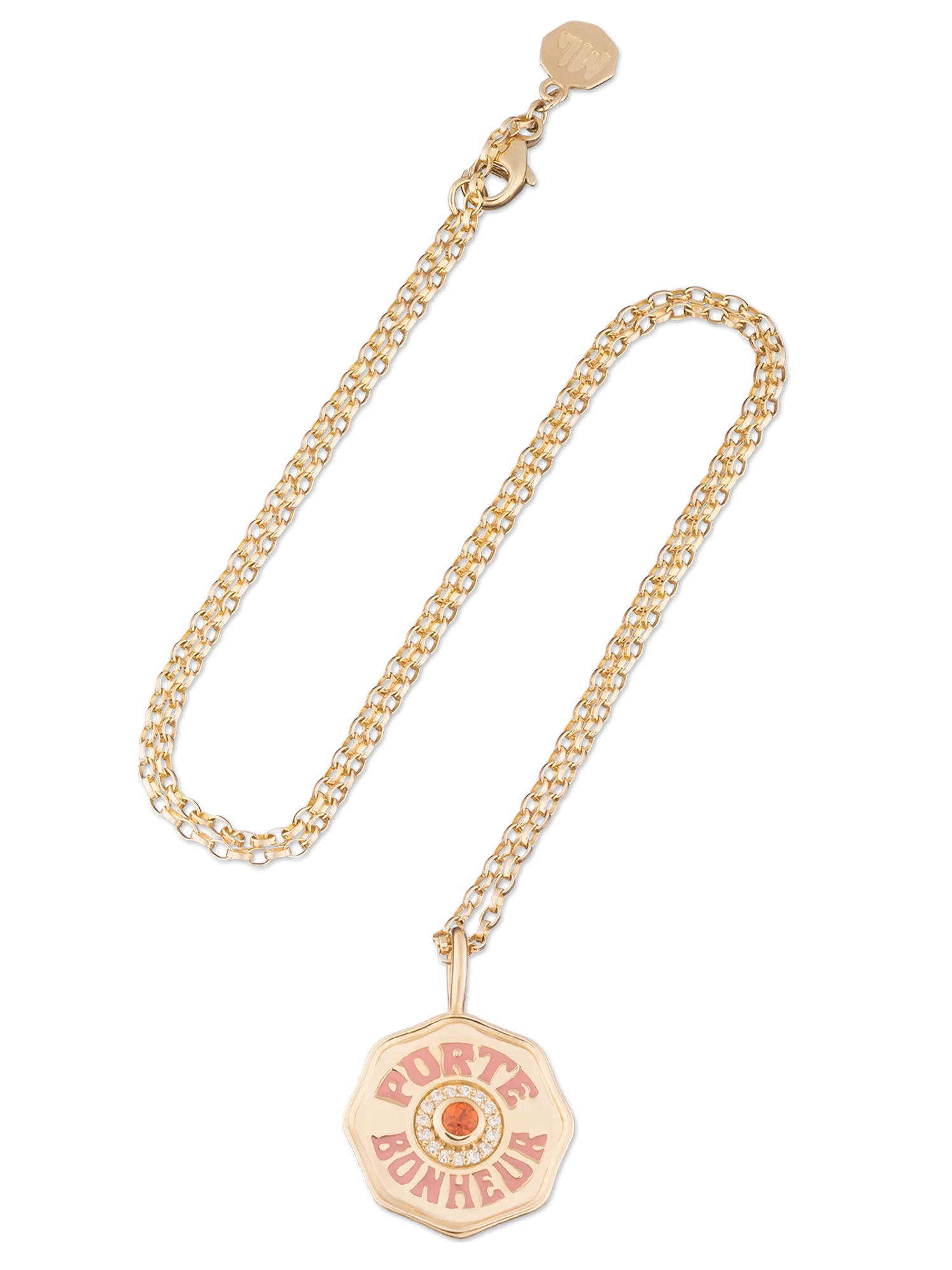 Mini Diamond Halo Porte Bonheur Orange Sapphire