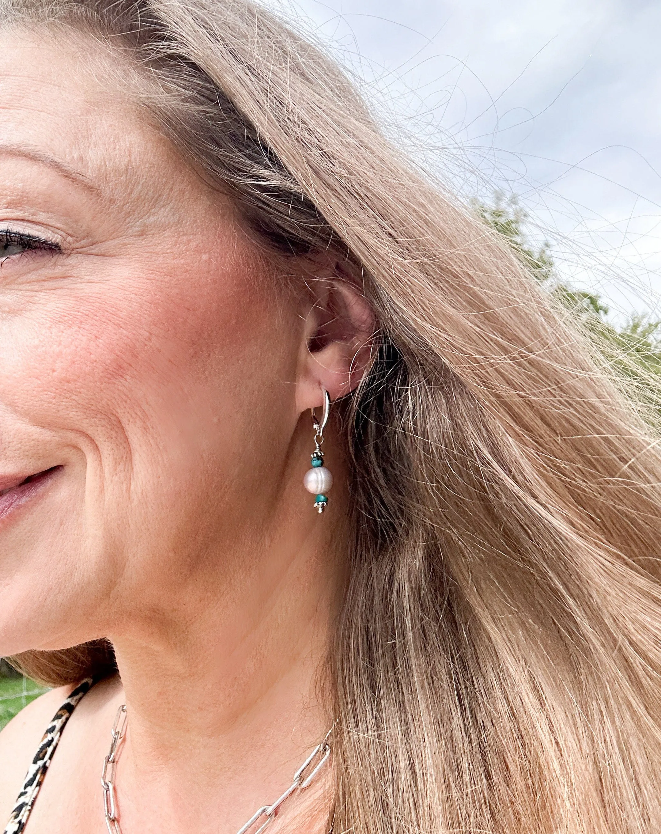 Mini Pearl & Turquoise Earrings