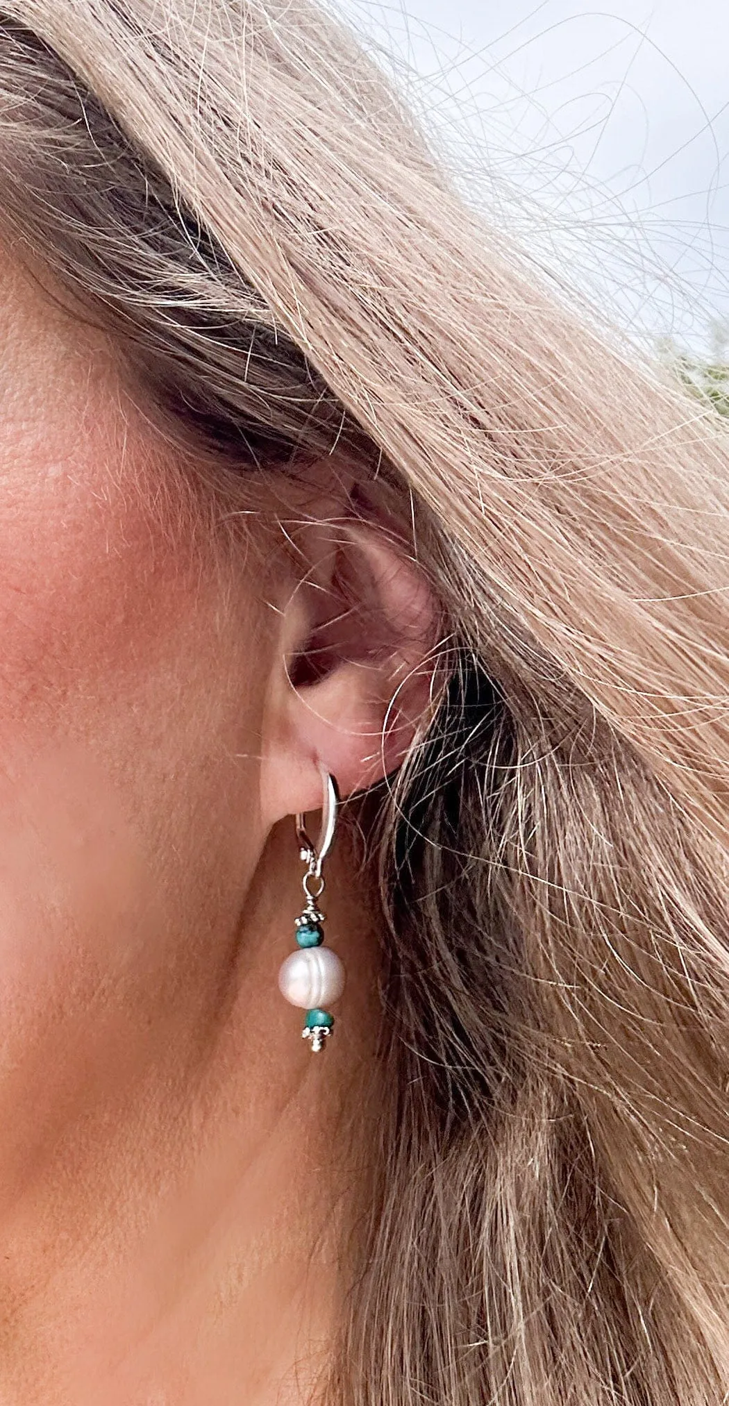 Mini Pearl & Turquoise Earrings