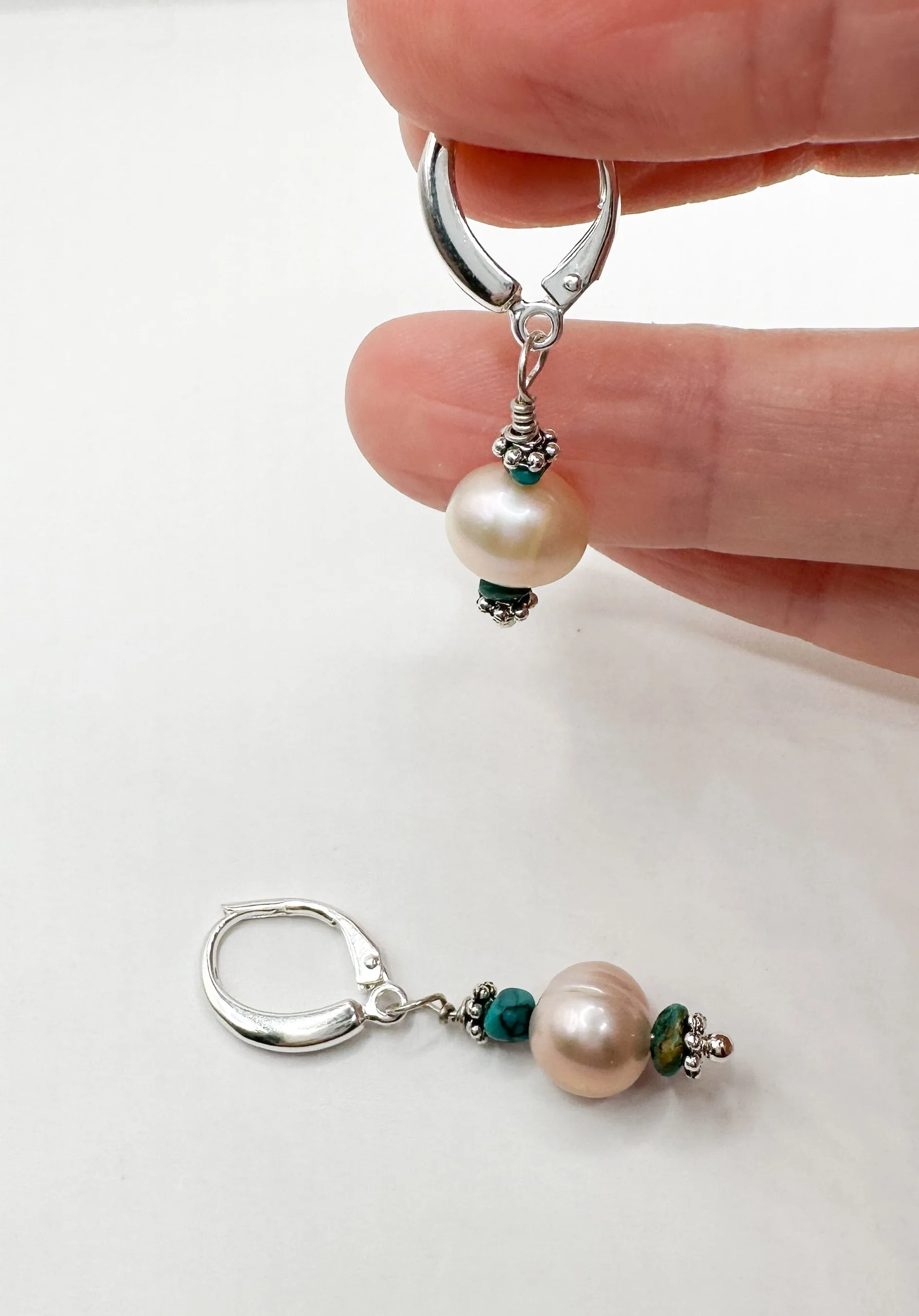 Mini Pearl & Turquoise Earrings