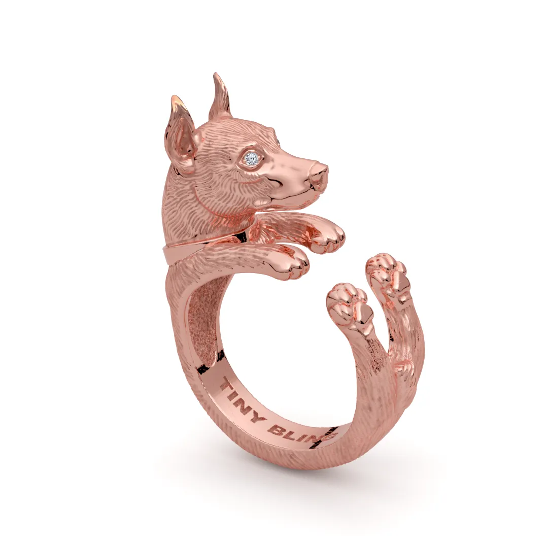 Miniature Pinscher Diamond Cuddle Wrap Ring