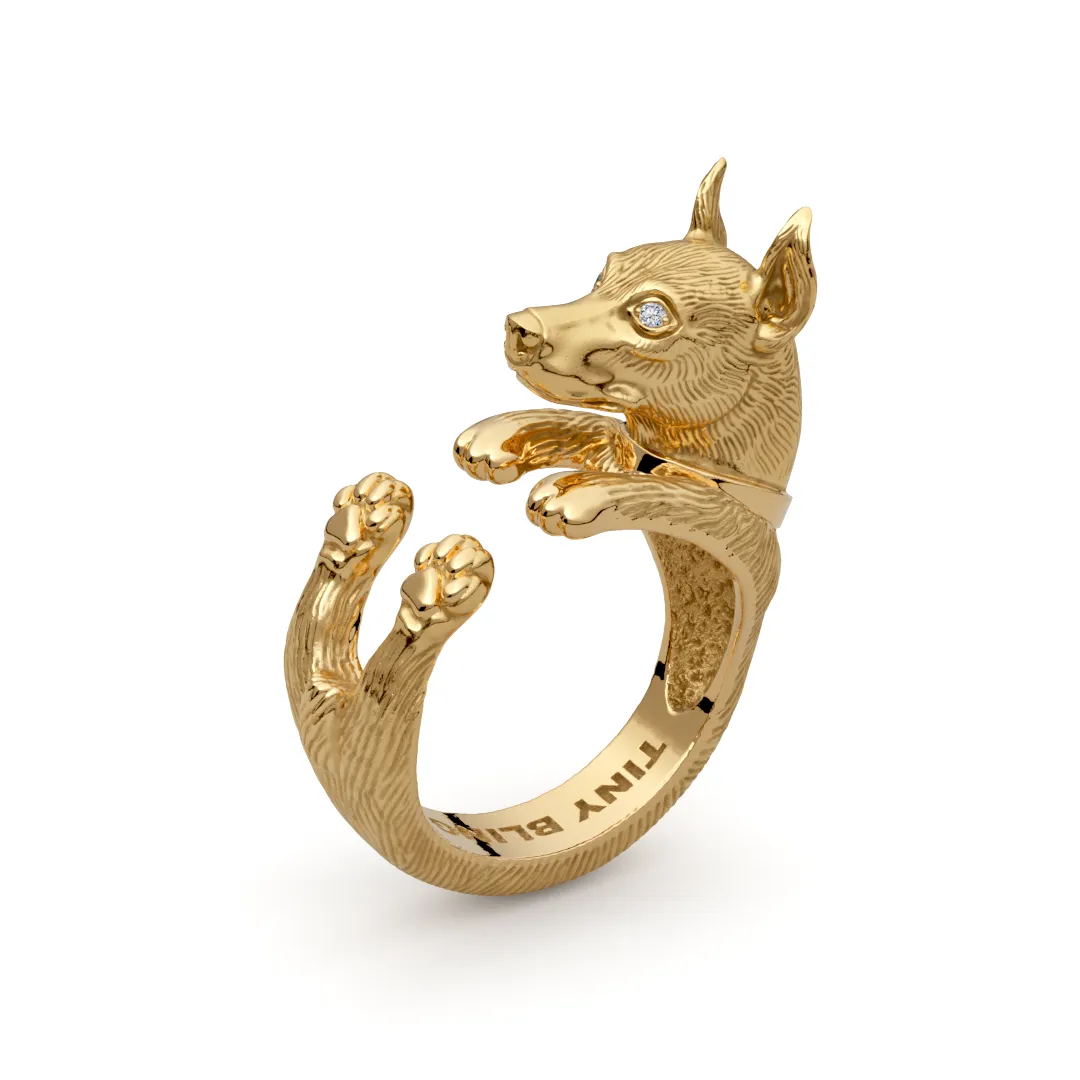 Miniature Pinscher Diamond Cuddle Wrap Ring