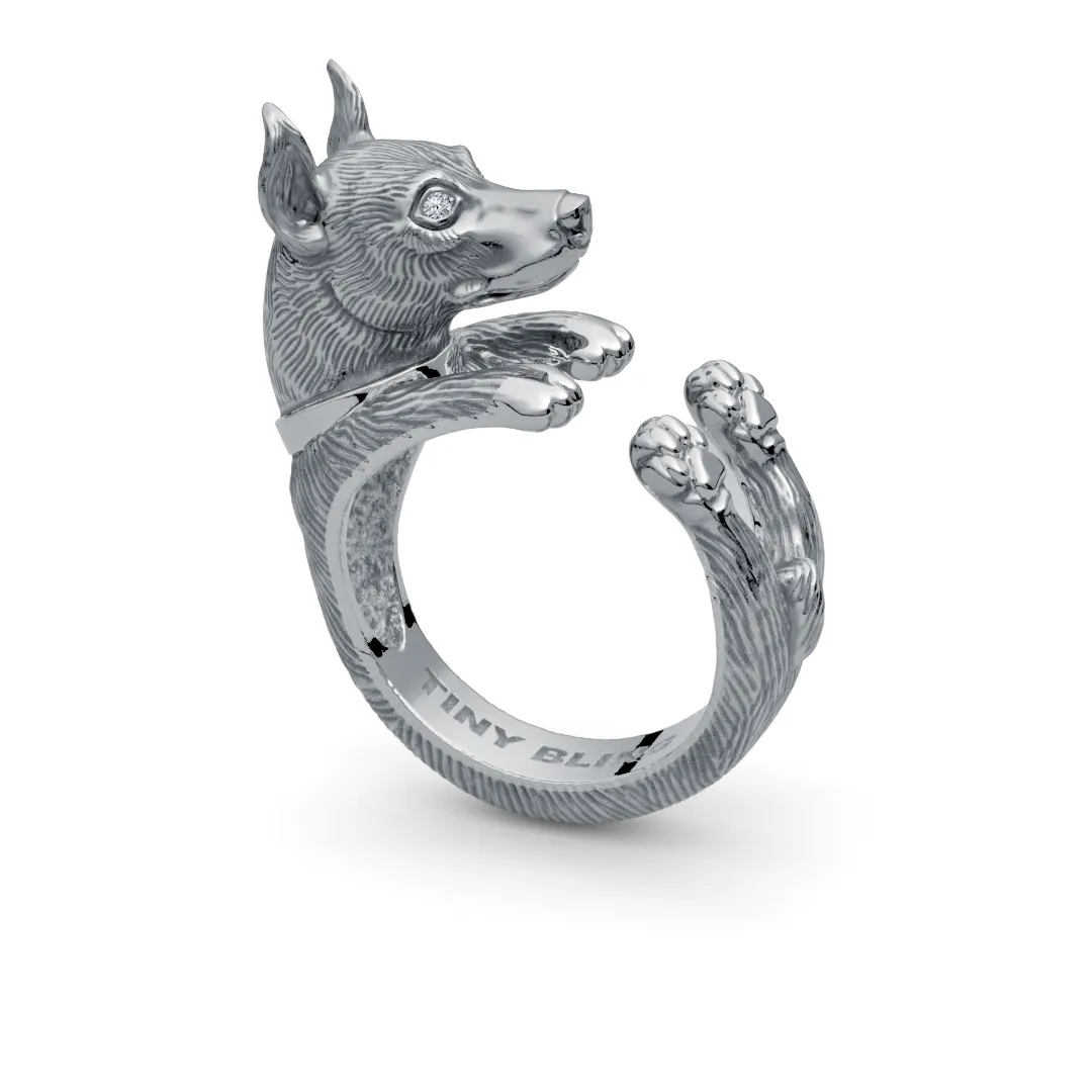 Miniature Pinscher Diamond Cuddle Wrap Ring