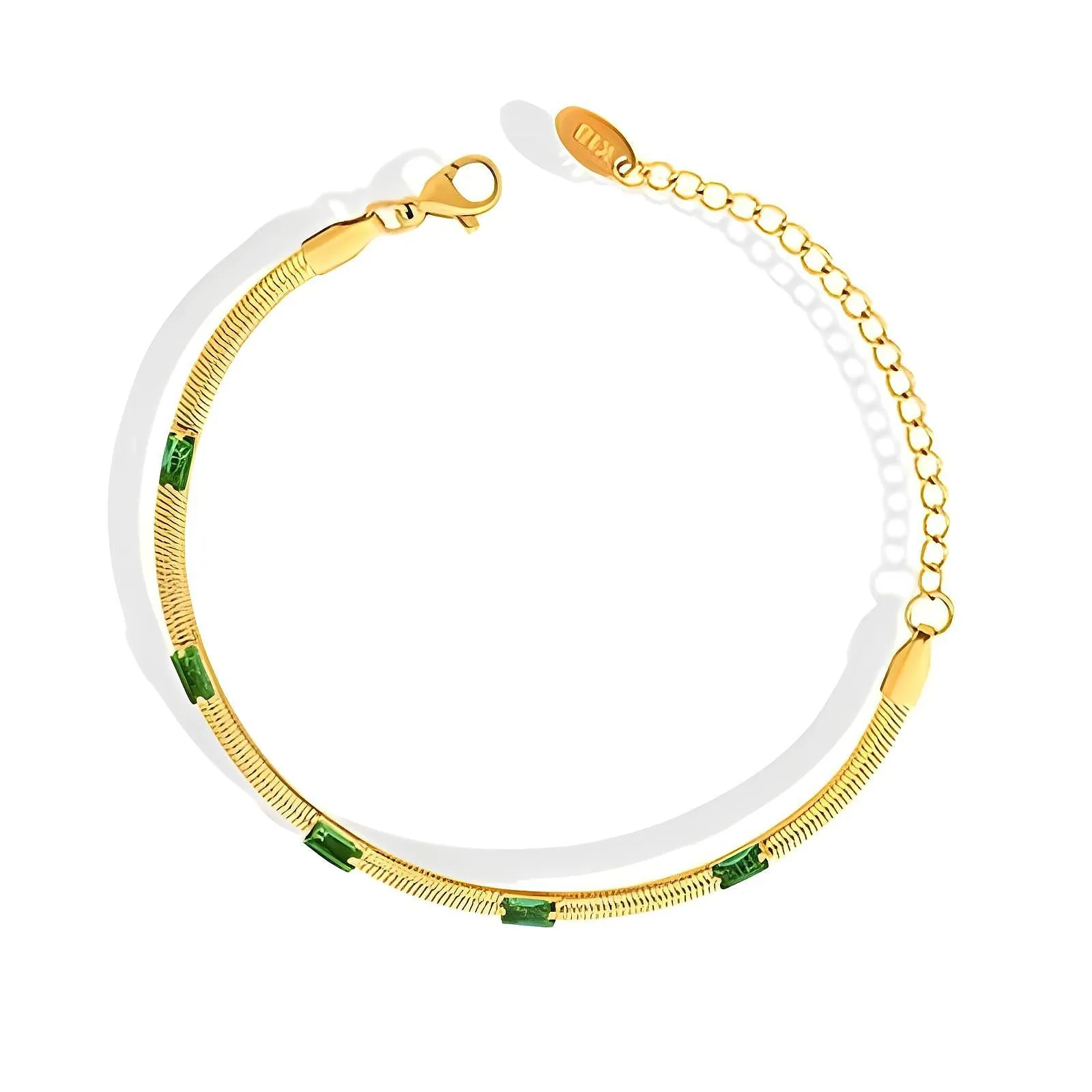 Mint-Stripe Enamel Bangle – 18K Gold