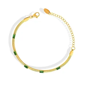 Mint-Stripe Enamel Bangle – 18K Gold