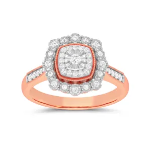 Miracle Little Halo Ring with 0.15ct of Diamonds in 9ct Rose Gold