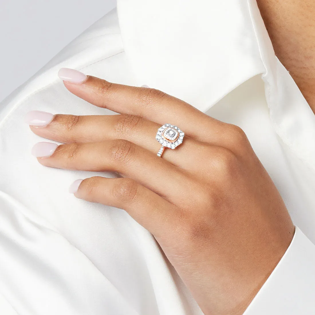 Miracle Little Halo Ring with 0.15ct of Diamonds in 9ct Rose Gold