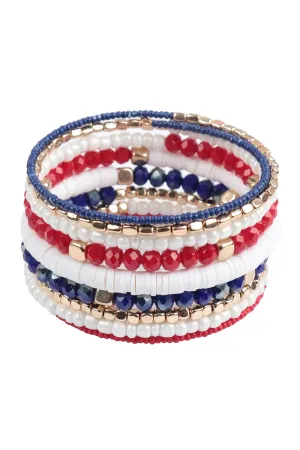 Mix Beads CCB, FIMO Charm Versatile Bracelet Set USA - Pack of 6