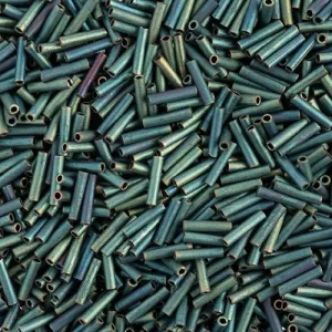 Miyuki Slender Bugle 1.3x6mm Green AB Matte Metallic