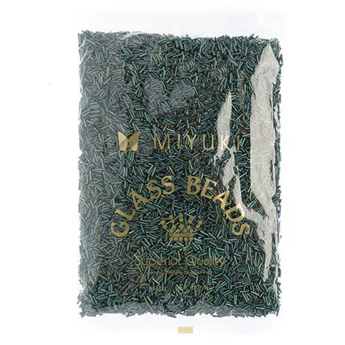 Miyuki Slender Bugle 1.3x6mm Green AB Matte Metallic