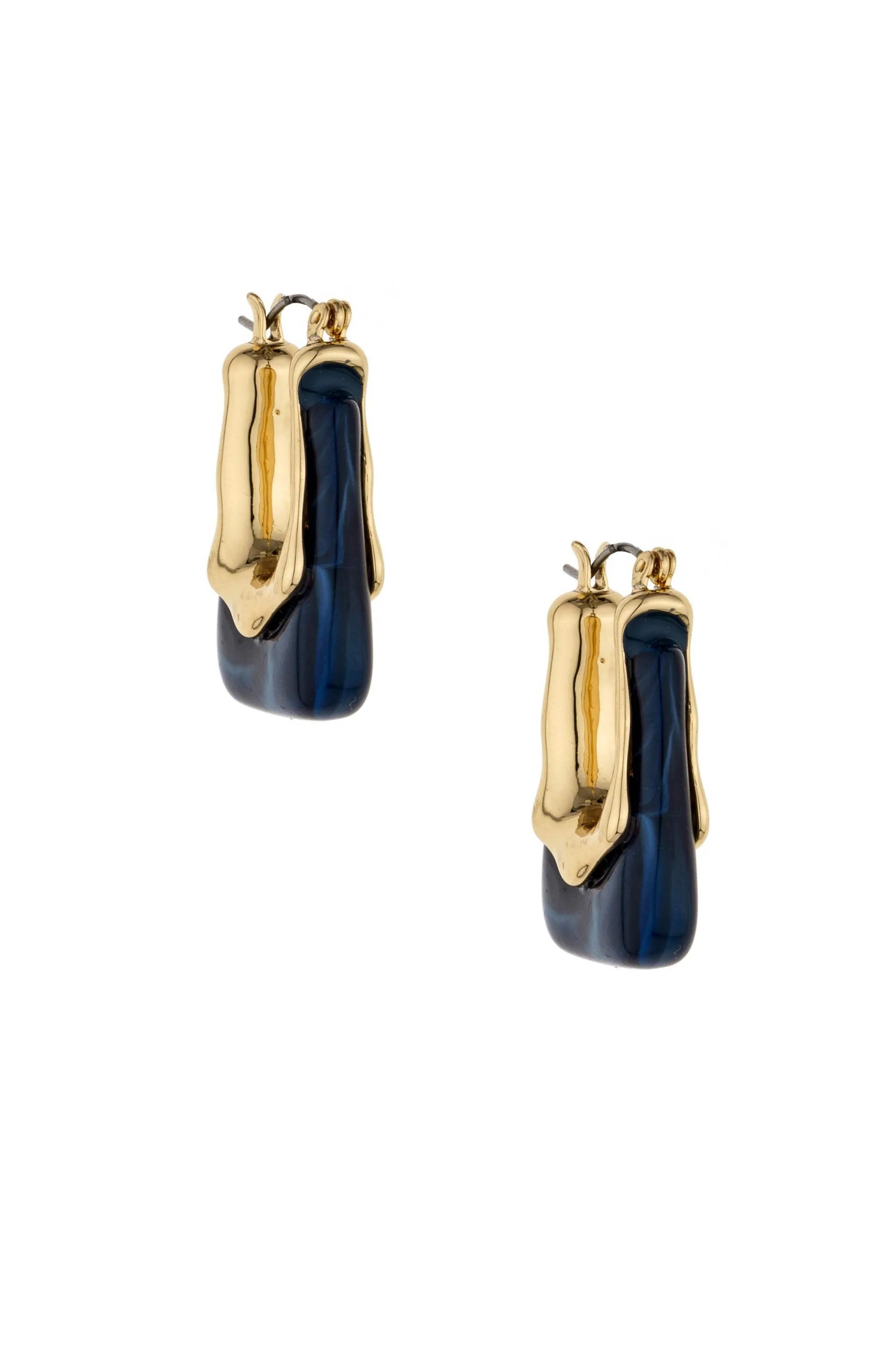 Mod Square Resin 18k Gold Plated Hoop Earrings