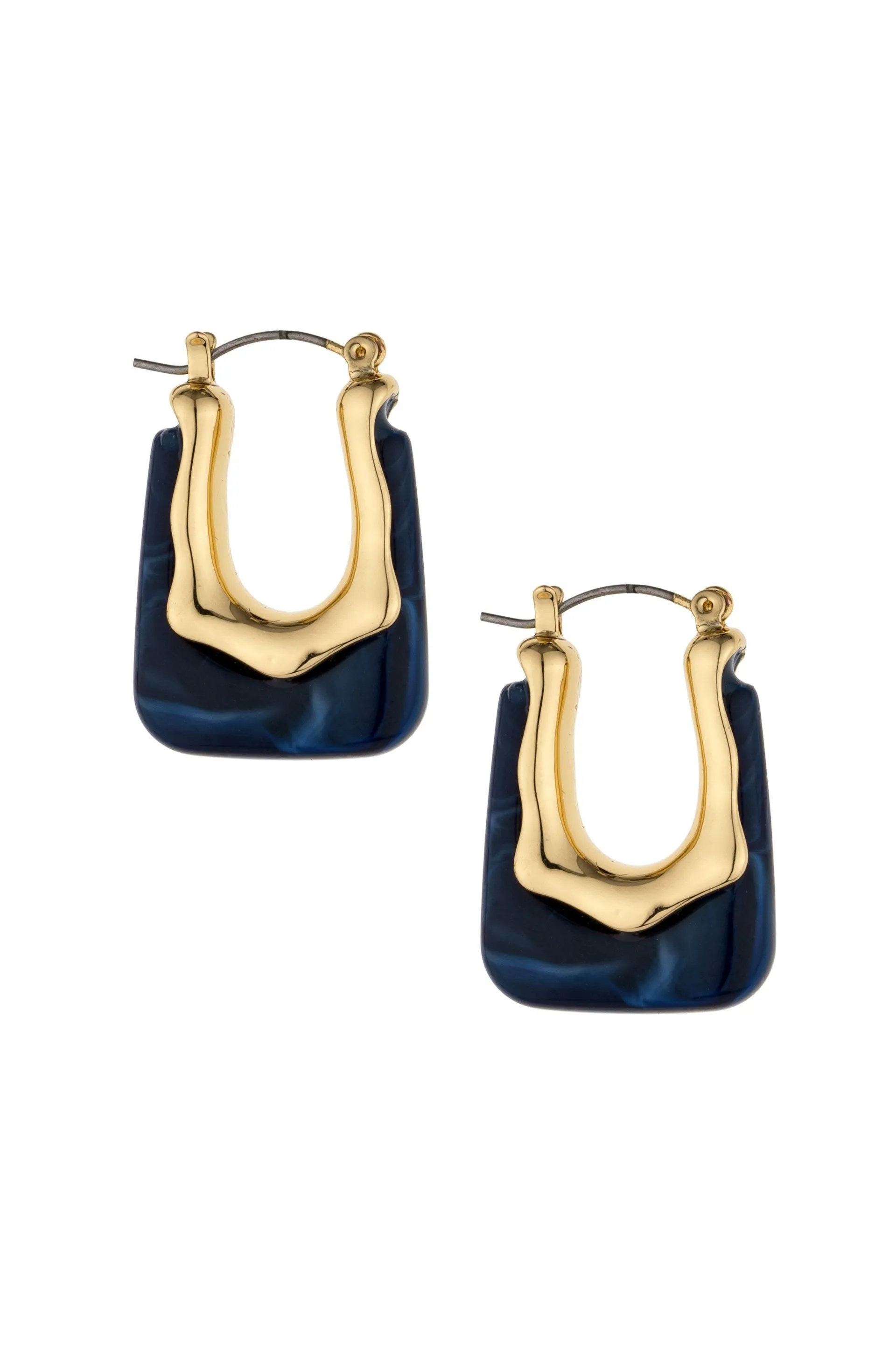 Mod Square Resin 18k Gold Plated Hoop Earrings