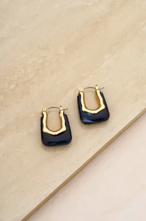 Mod Square Resin 18k Gold Plated Hoop Earrings