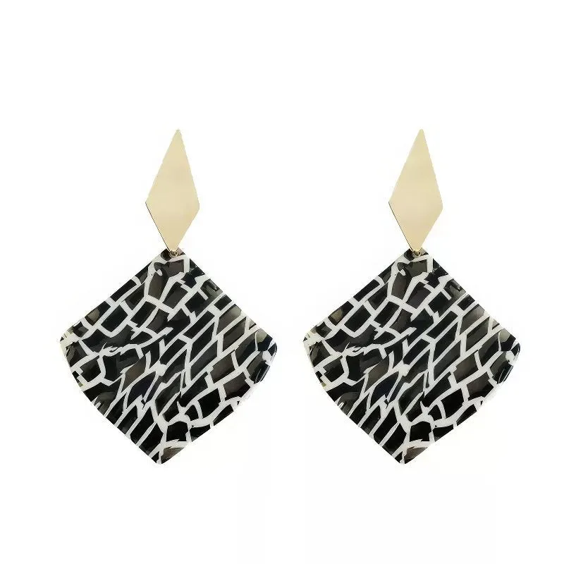 Modern Geometric Pattern Acetate Drop Earrings