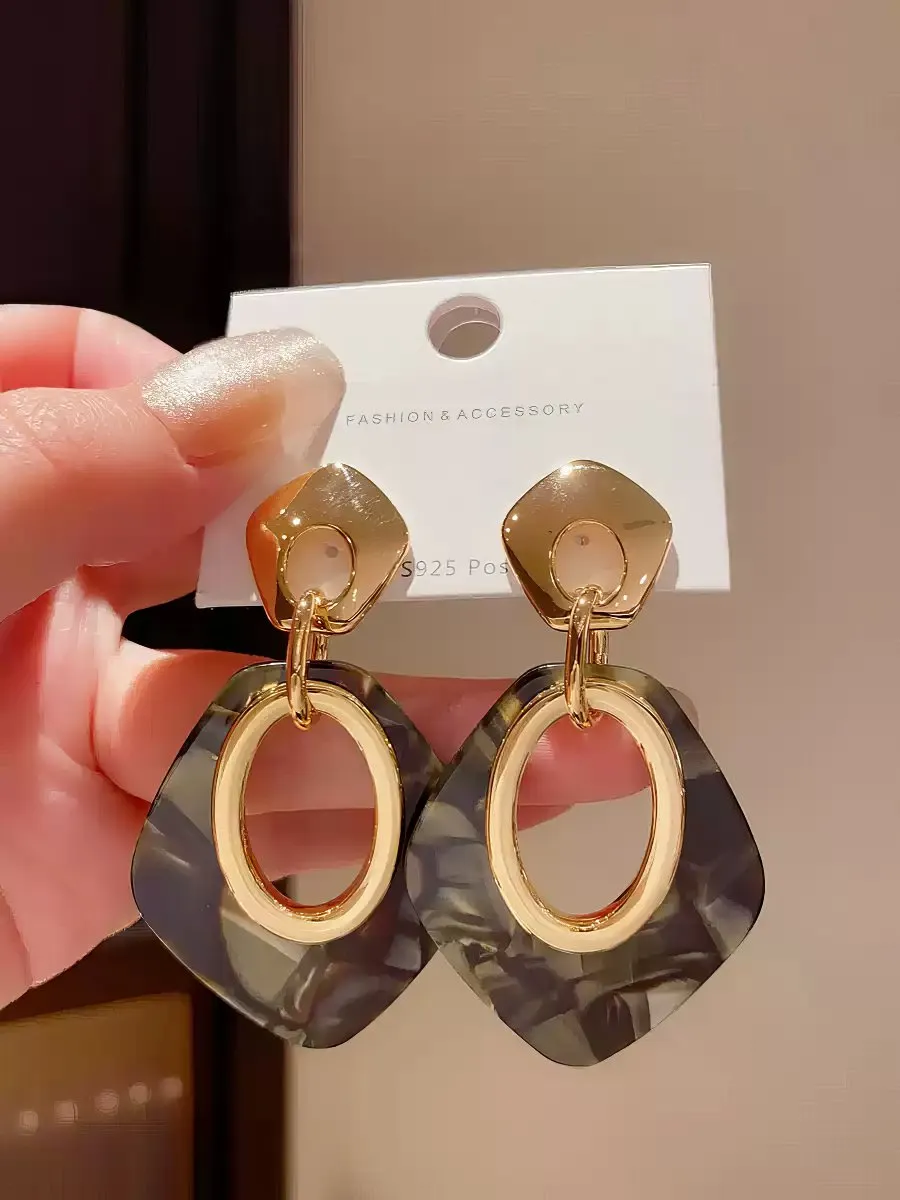 Modern Geometric Stud with Patterned Hoop Drop Dangle Earrings