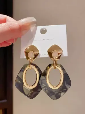 Modern Geometric Stud with Patterned Hoop Drop Dangle Earrings