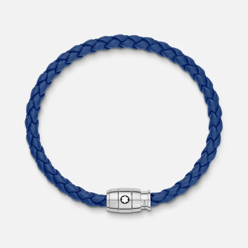 Montblanc Blue woven leather bracelet 3 rings closure sizes S 130898