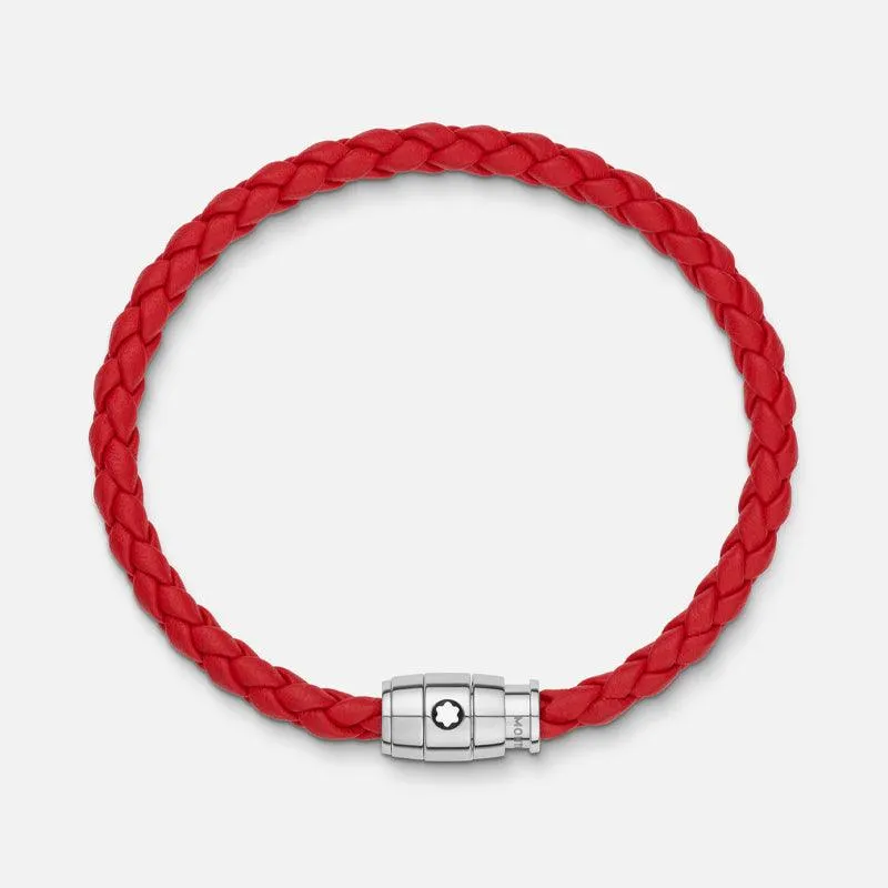 Montblanc Red woven leather bracelet 3 rings closure measures m 13090263