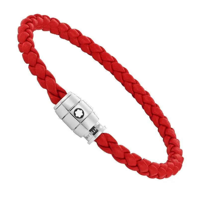 Montblanc Red woven leather bracelet 3 rings closure measures m 13090263