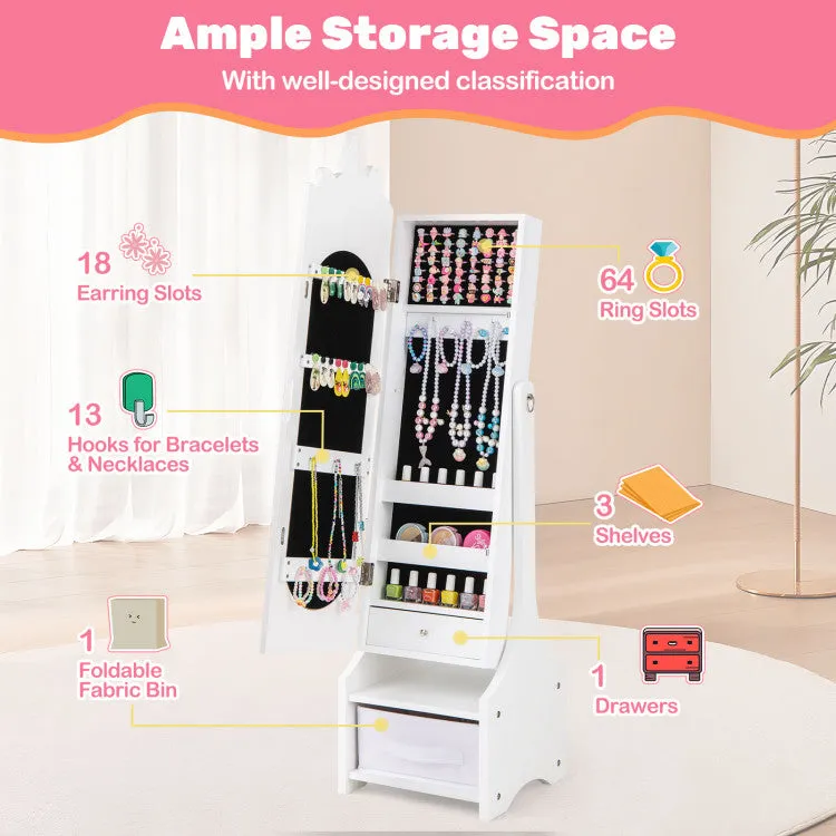 Montessori 2-in-1 Unicorn Full Length Tilting Mirror & Jewellery Cabinet | Armoire | White
