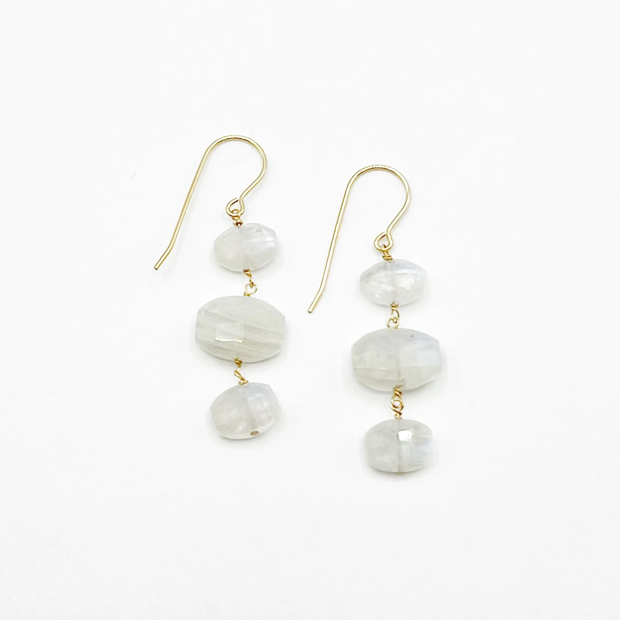 Moonstone Triple Drop Wire Earrings