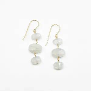 Moonstone Triple Drop Wire Earrings