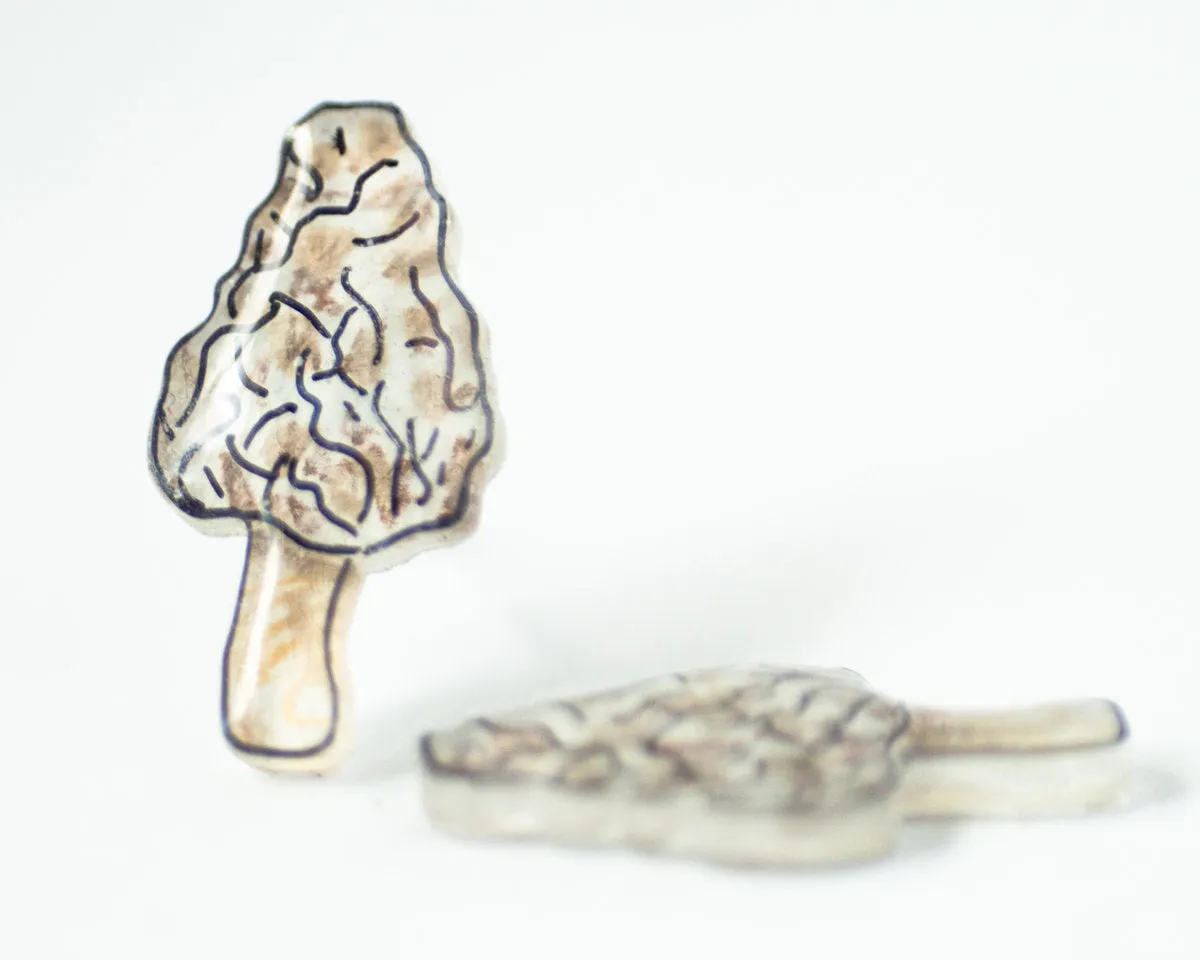 Morel Mushroom Stud Earrings