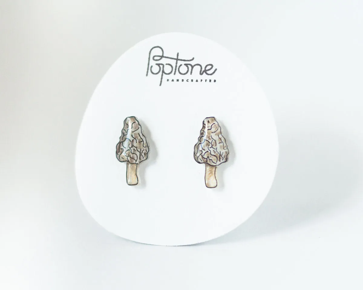 Morel Mushroom Stud Earrings