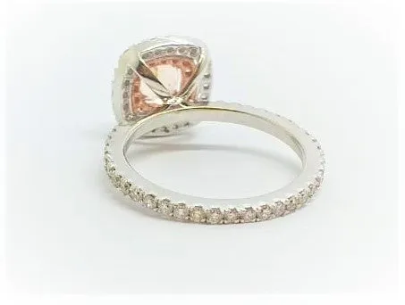 Morganite Ring with Double Diamond Halo and Jacket Band in 14k Rose Gold
