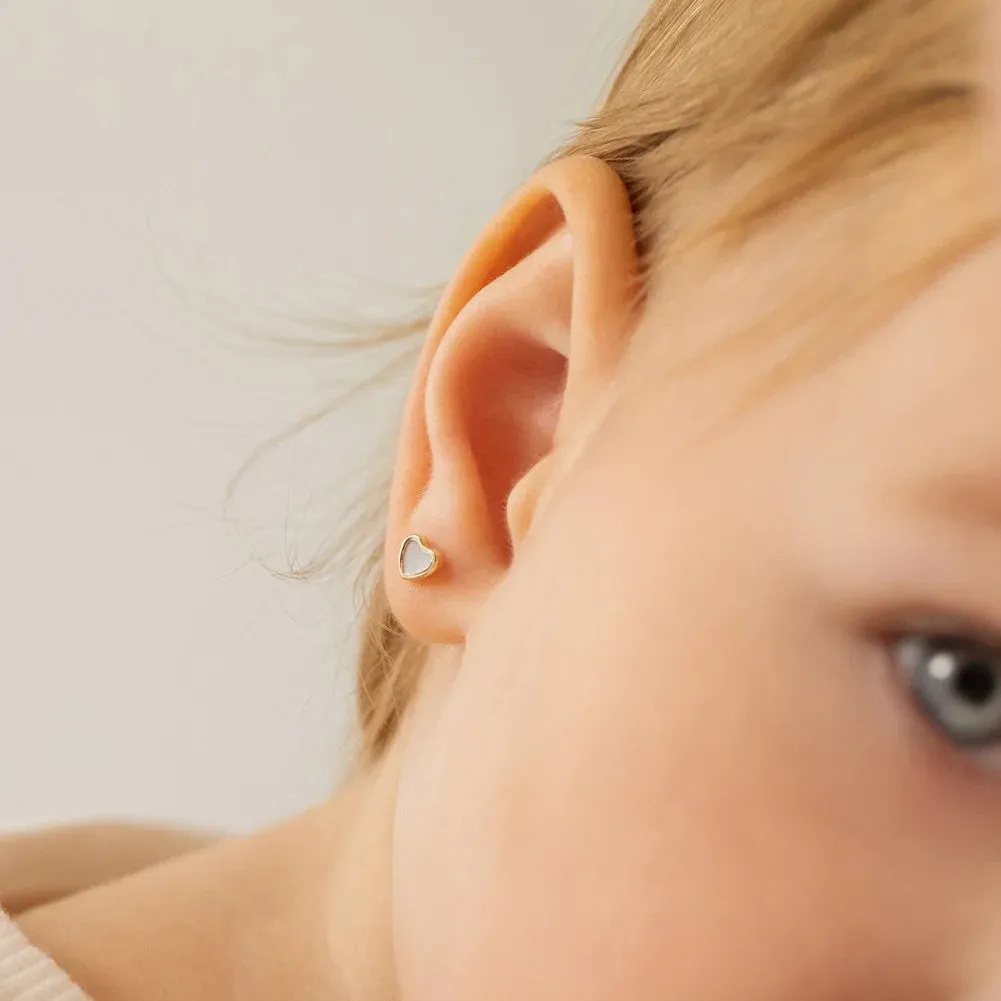 Mother of Pearl Heart Little Girl's Stud Earring