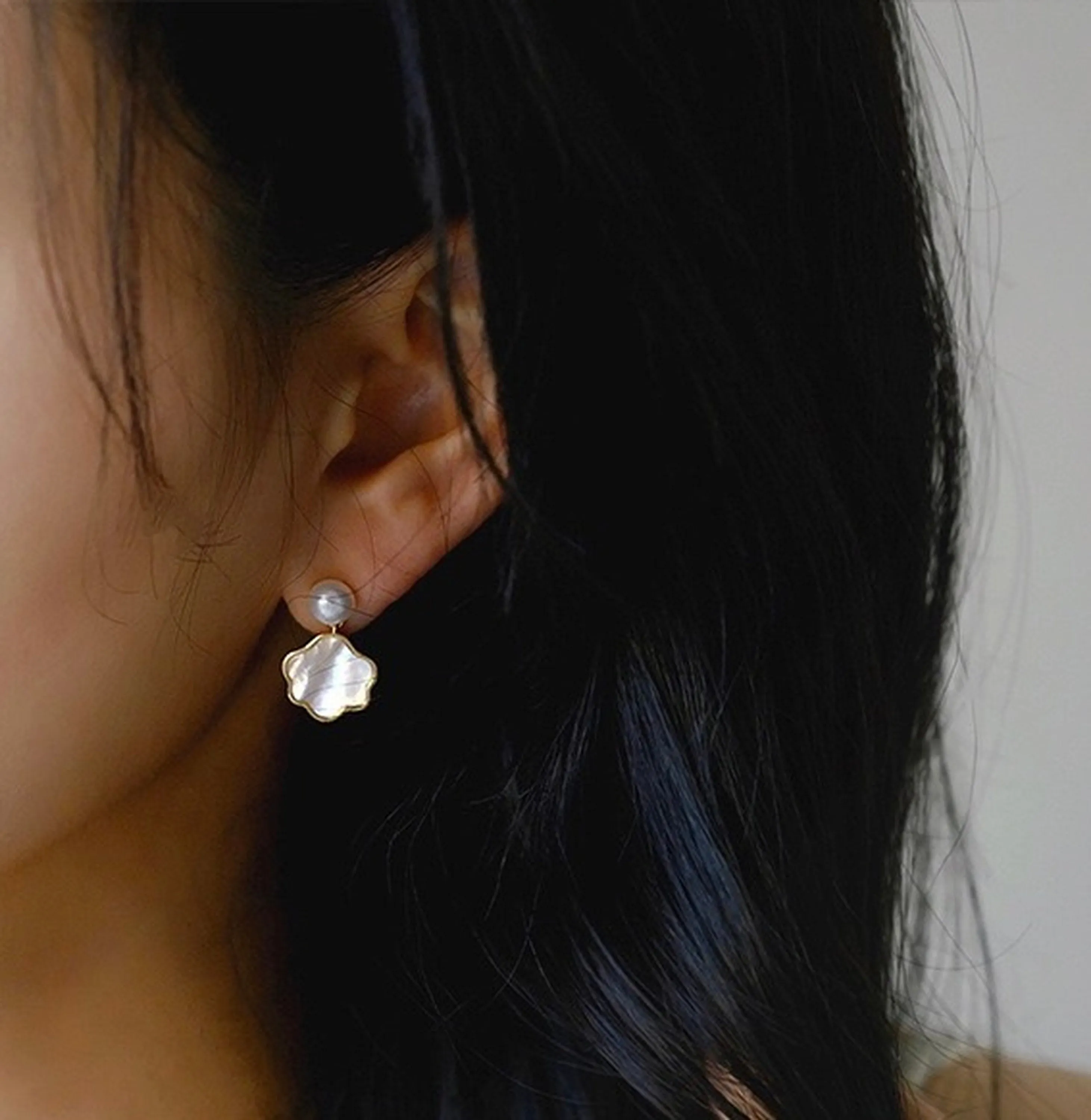 Mother of Pearl No Piercing Clip On Stud Earrings