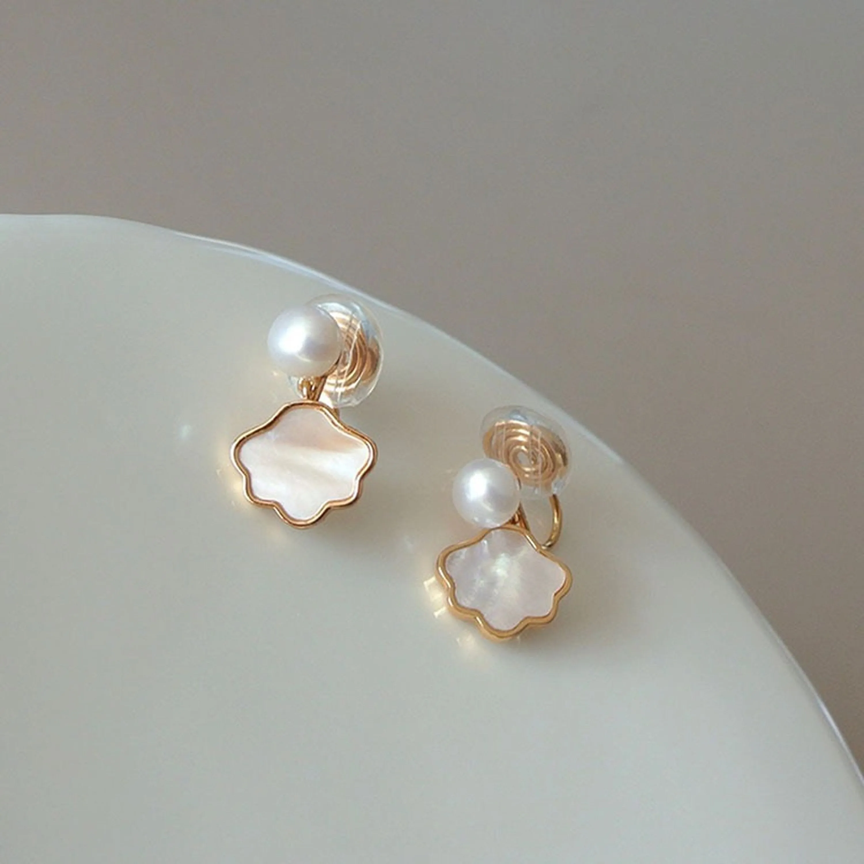 Mother of Pearl No Piercing Clip On Stud Earrings
