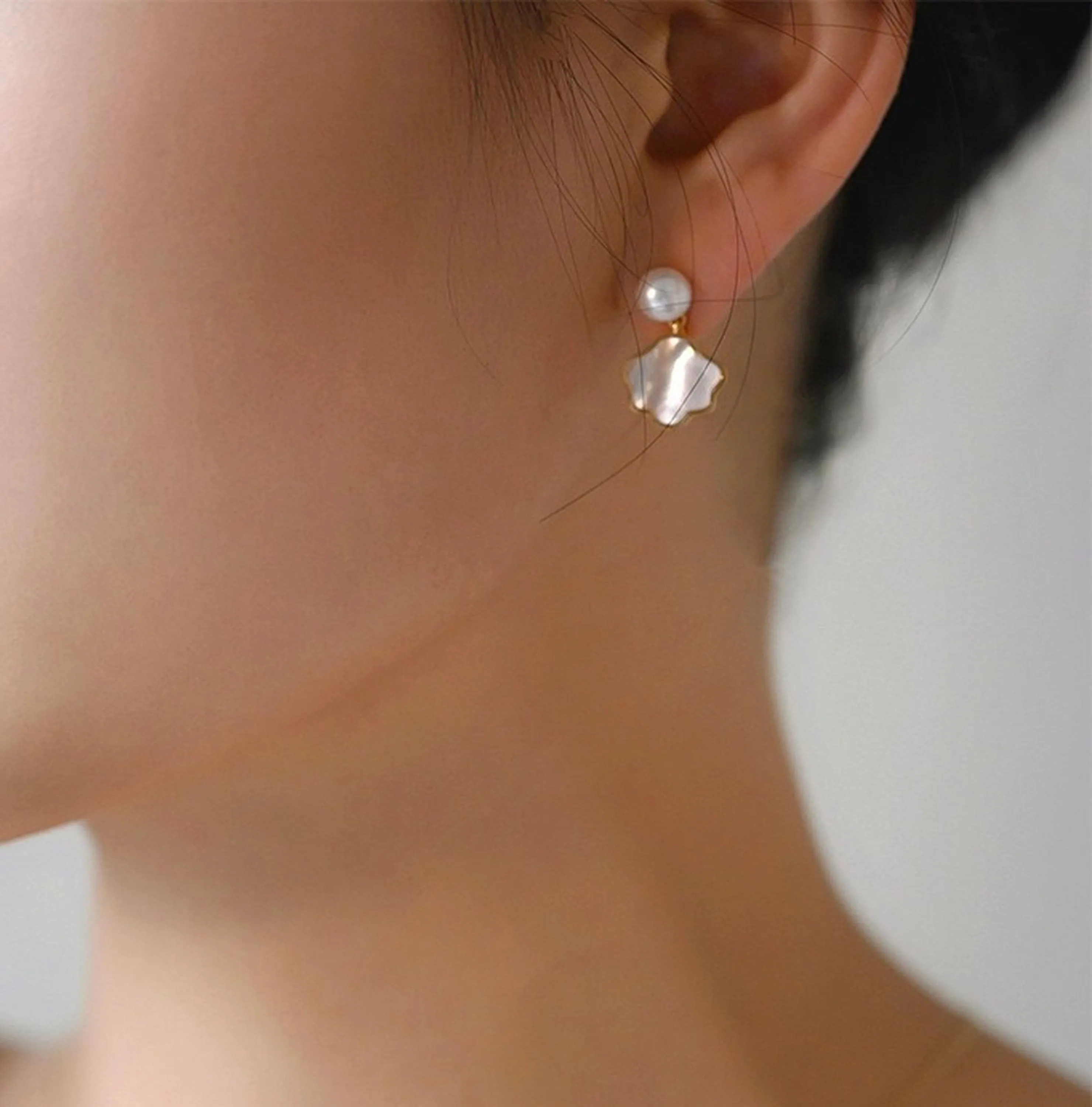 Mother of Pearl No Piercing Clip On Stud Earrings