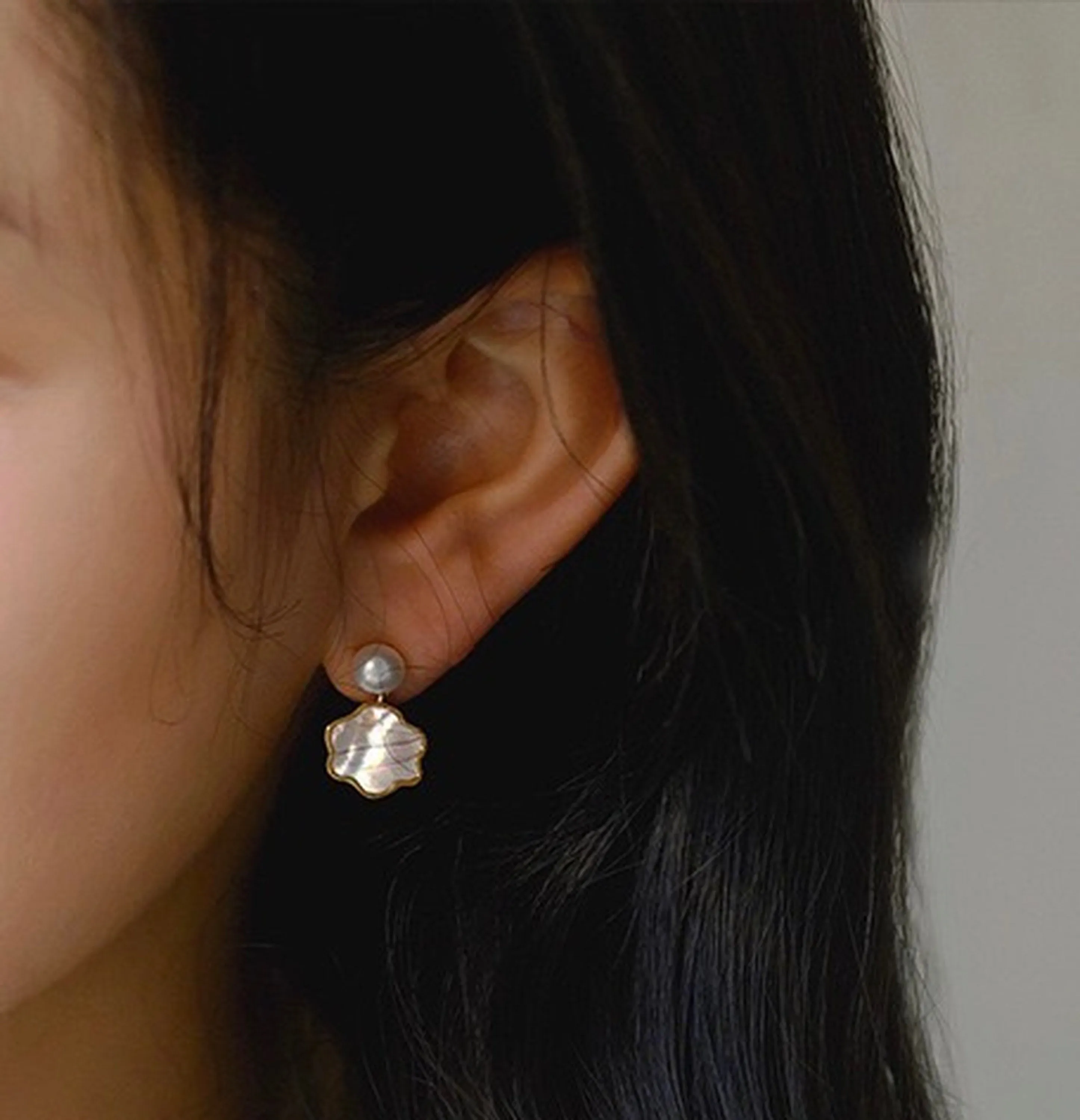 Mother of Pearl No Piercing Clip On Stud Earrings