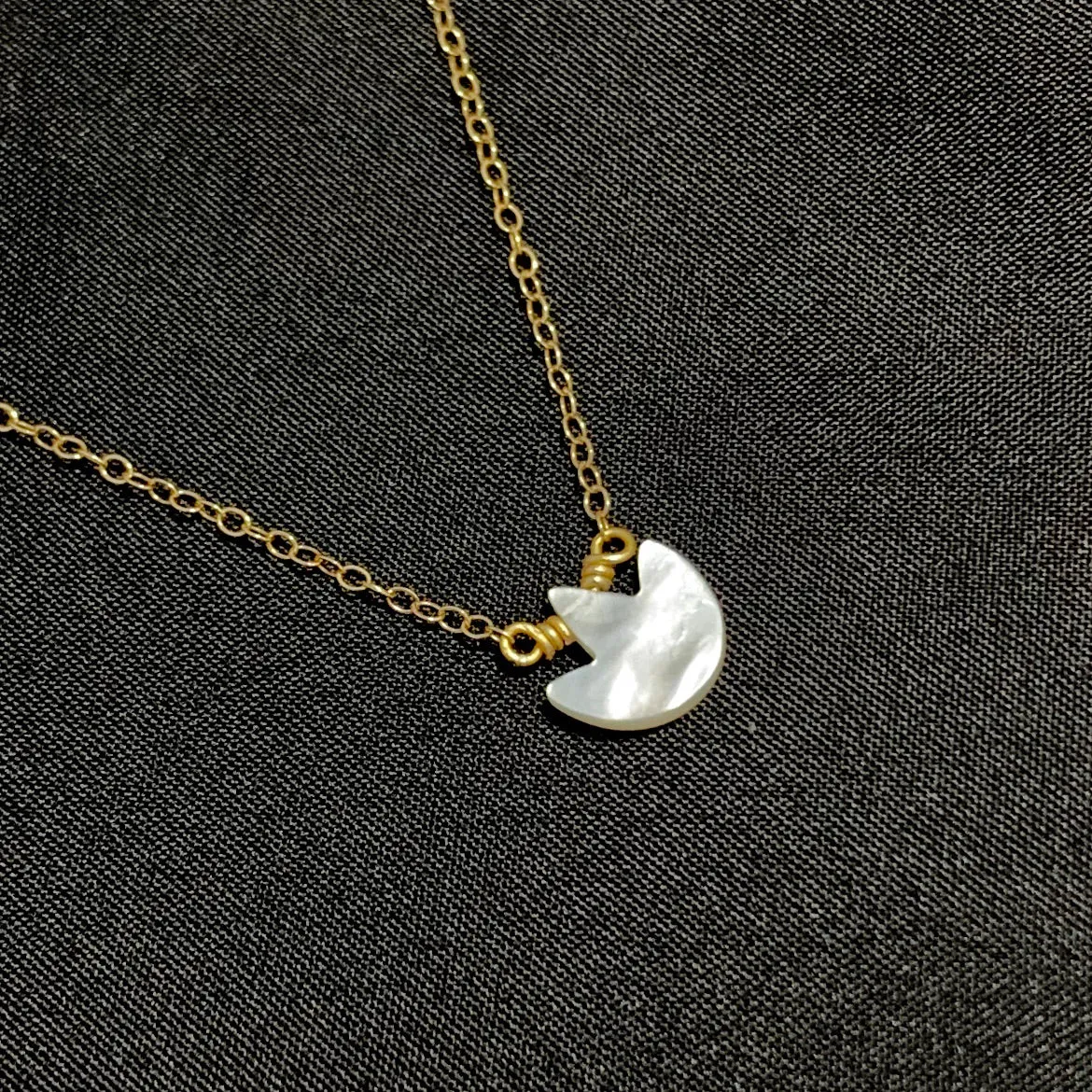 Mother of Pearl Tulip Flower Gold Fill Chain Necklace