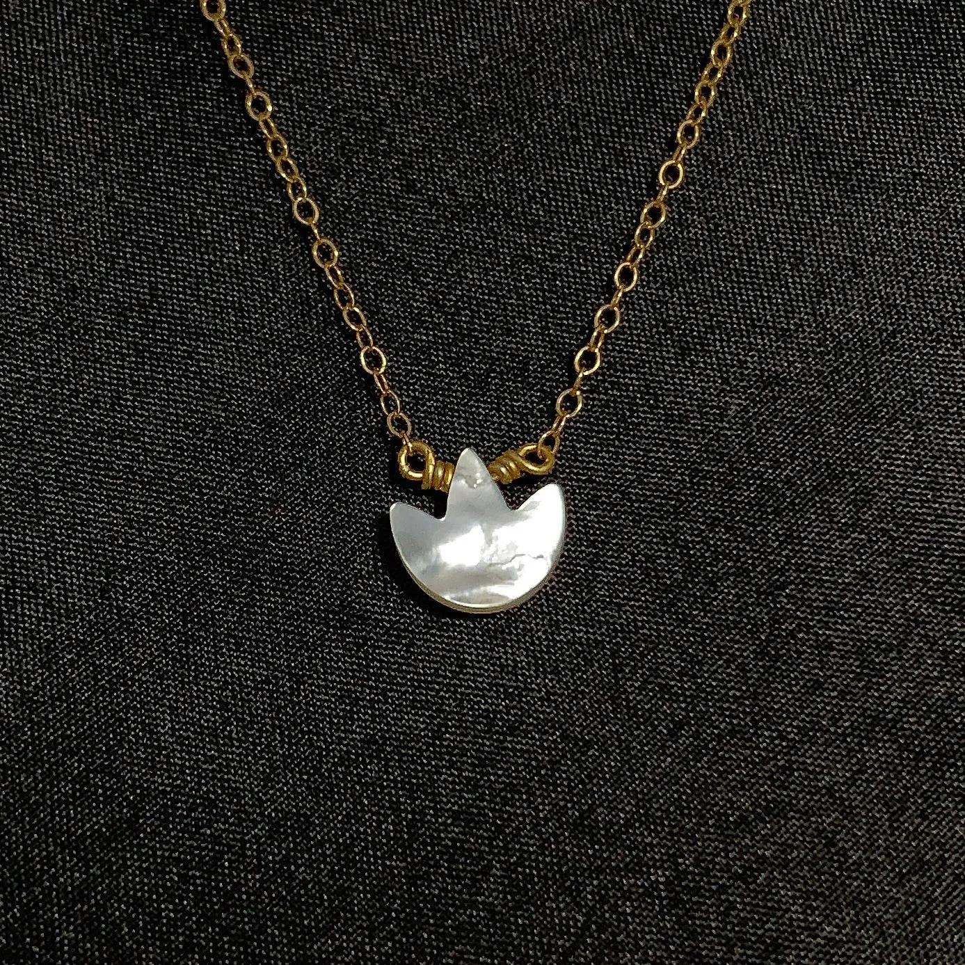 Mother of Pearl Tulip Flower Gold Fill Chain Necklace