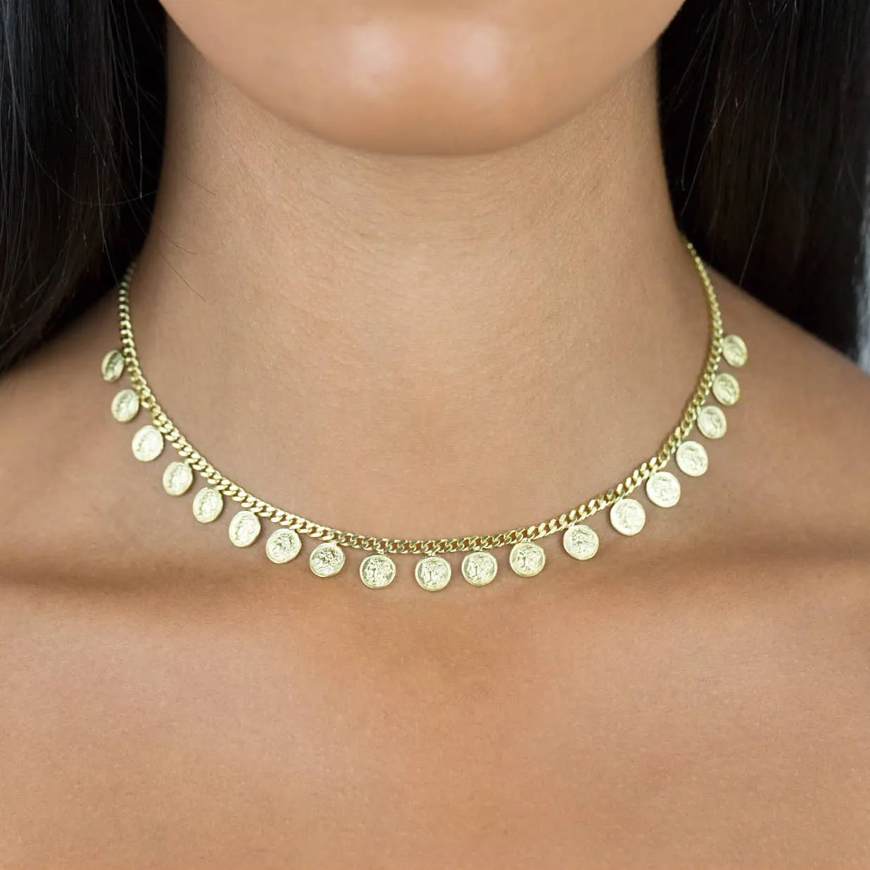 Multi Coin Dangling Choker