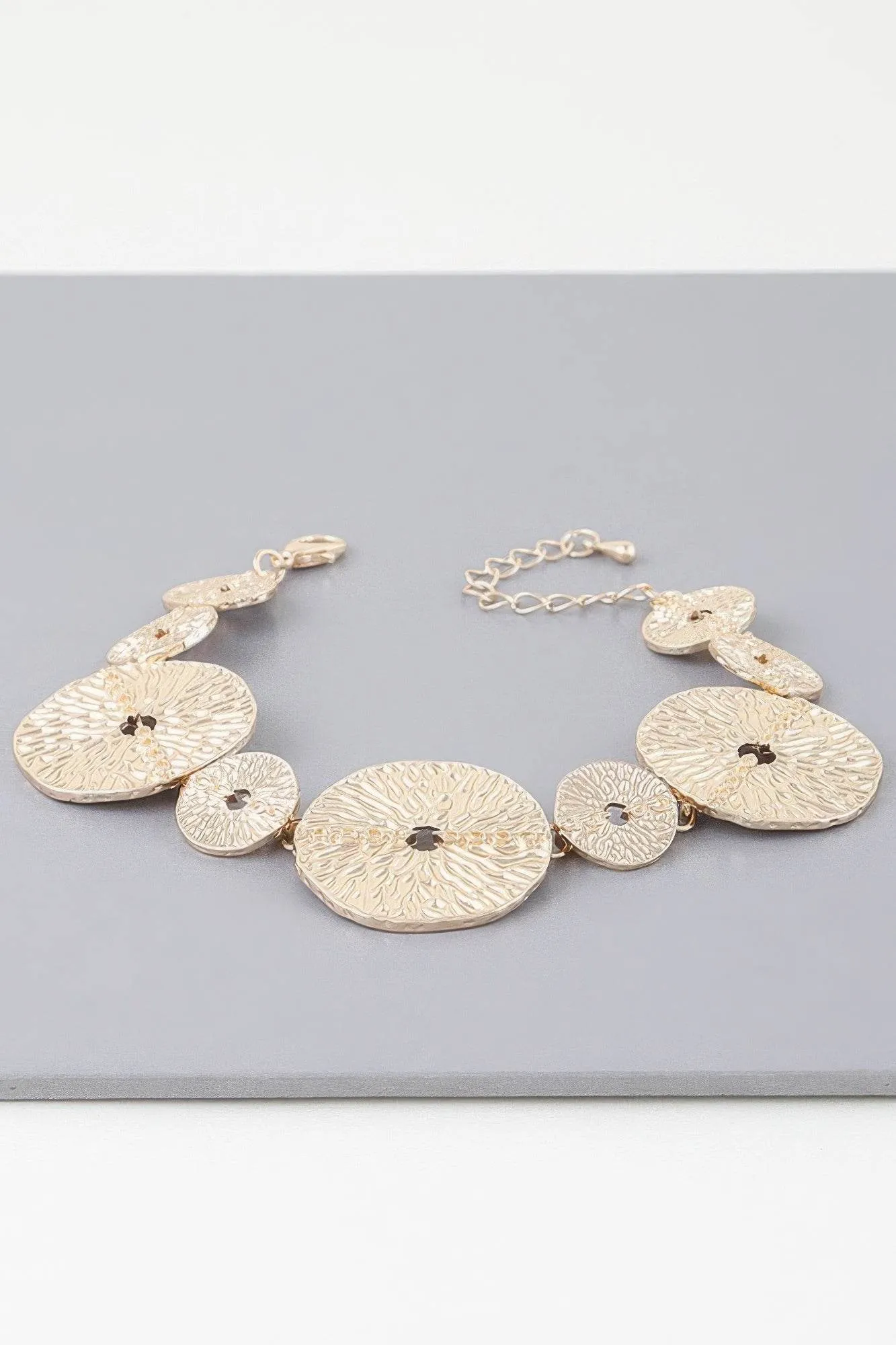 Multi Hammered Disc Bracelet