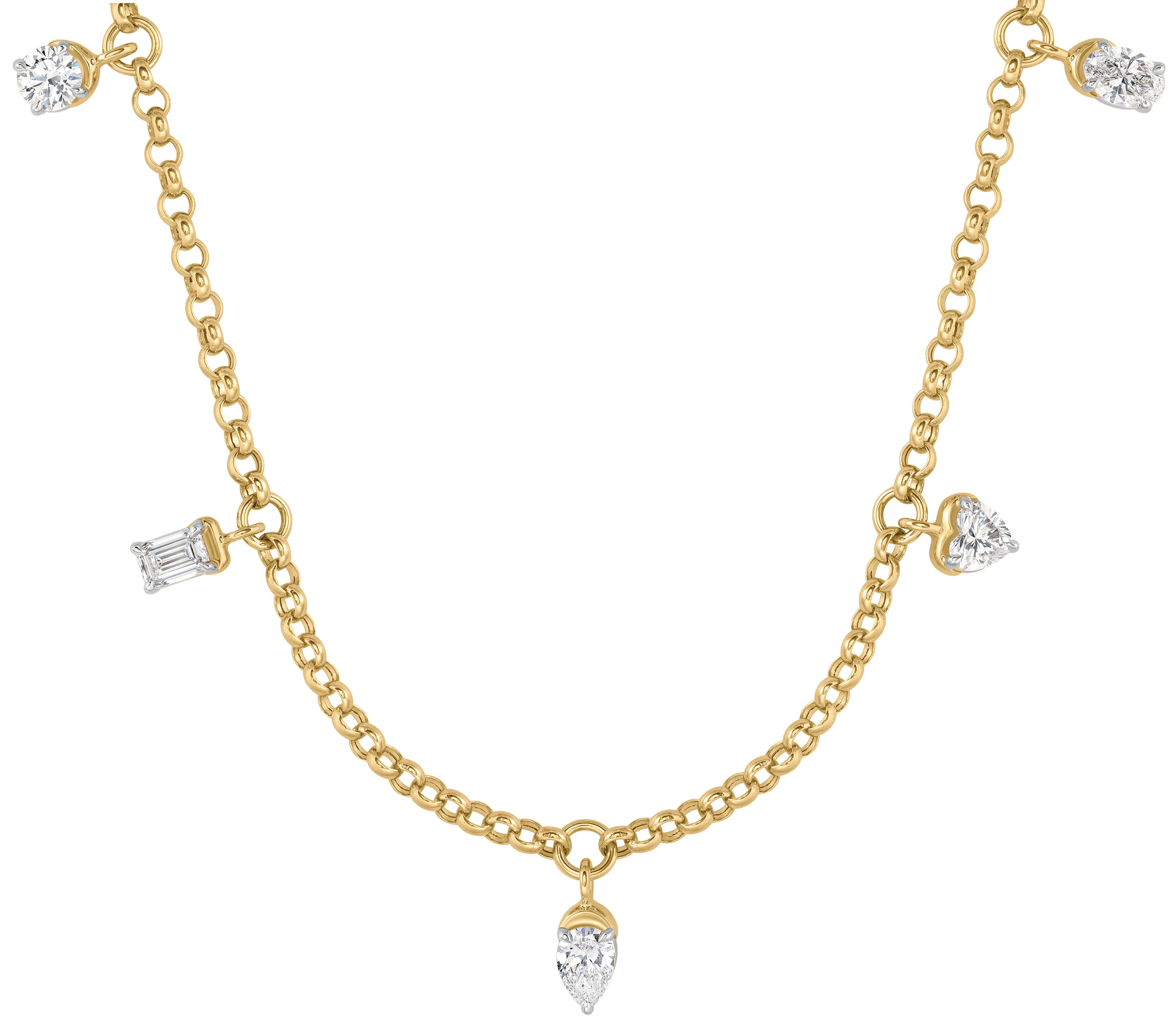 Multi-Shape Diamond Five Station Necklace