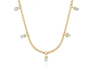 Multi-Shape Diamond Five Station Necklace