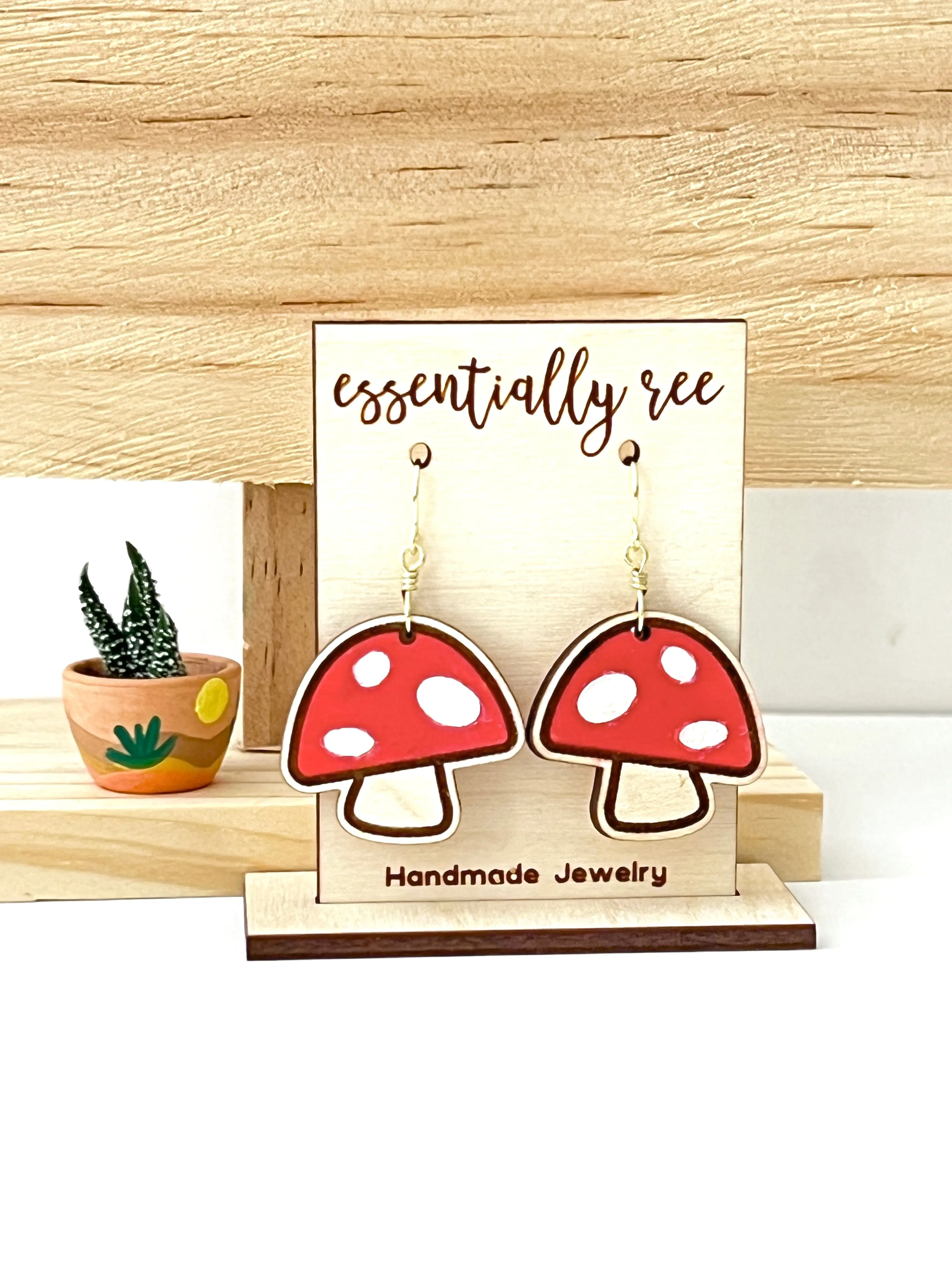 Mushroom Drop Earrings by REE