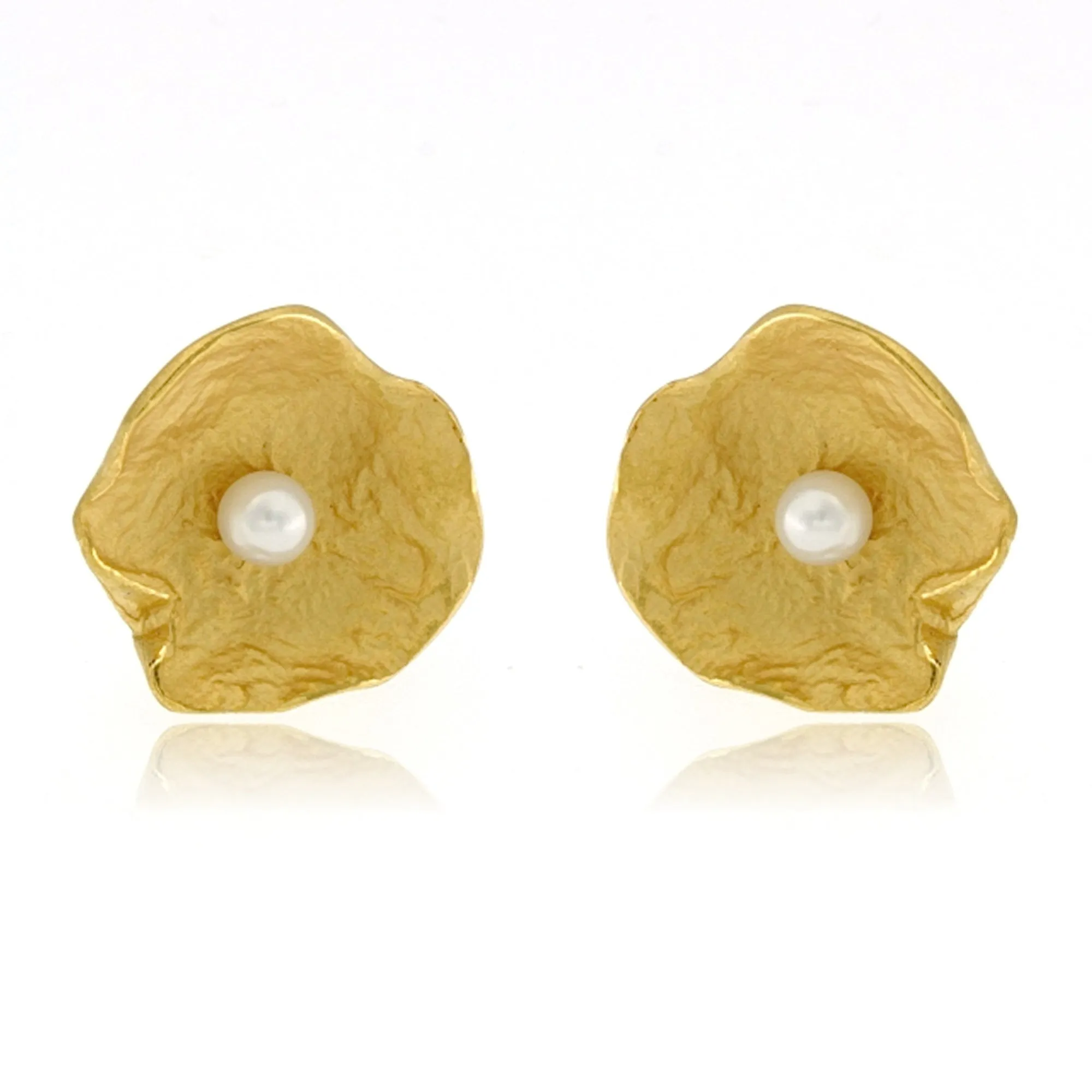 Mysterium Collection Vermeil Petal & Pearl Earrings (Lg)