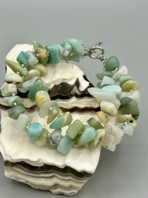 Natural Amazonite Chip Stone Beaded Bracelet, Nature Inspired Jewelry