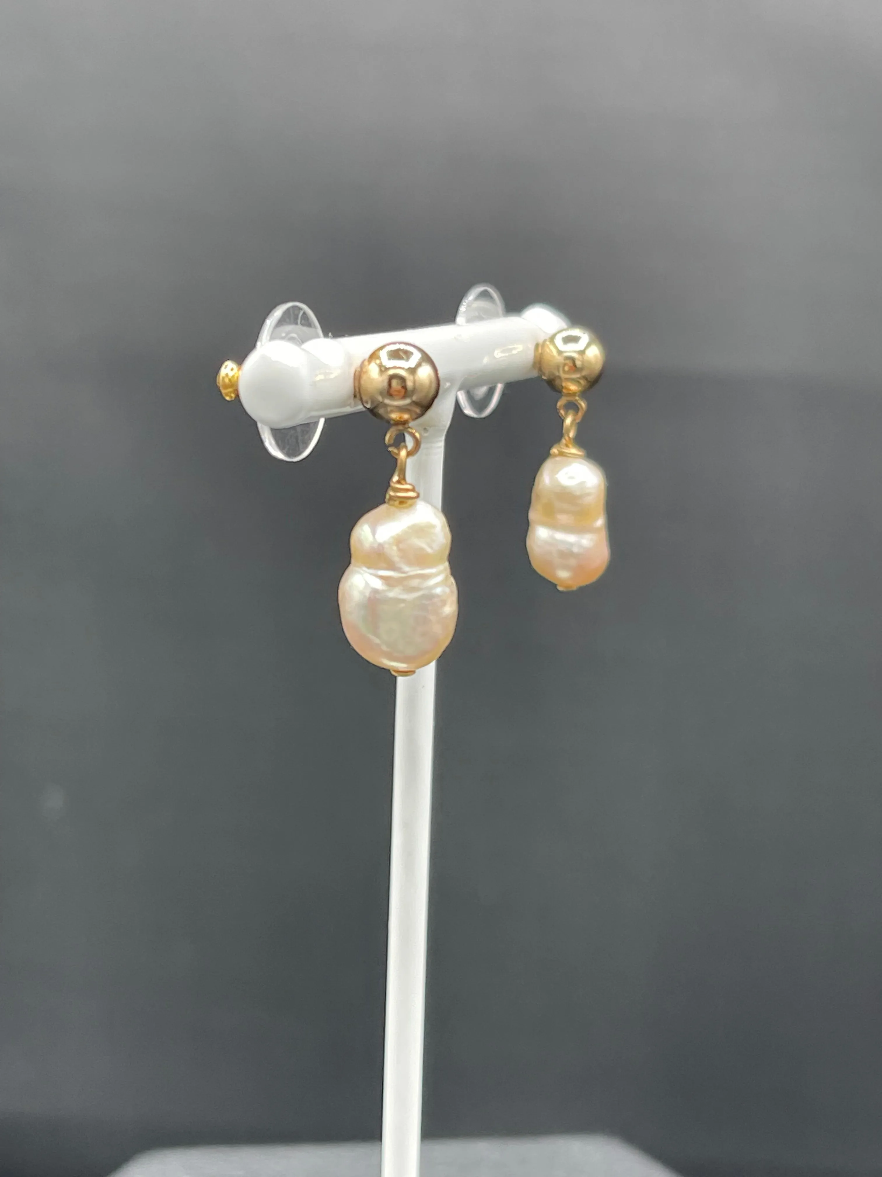 Natural Freshwater Pearl 14k Gold Filled Dangle Earrings