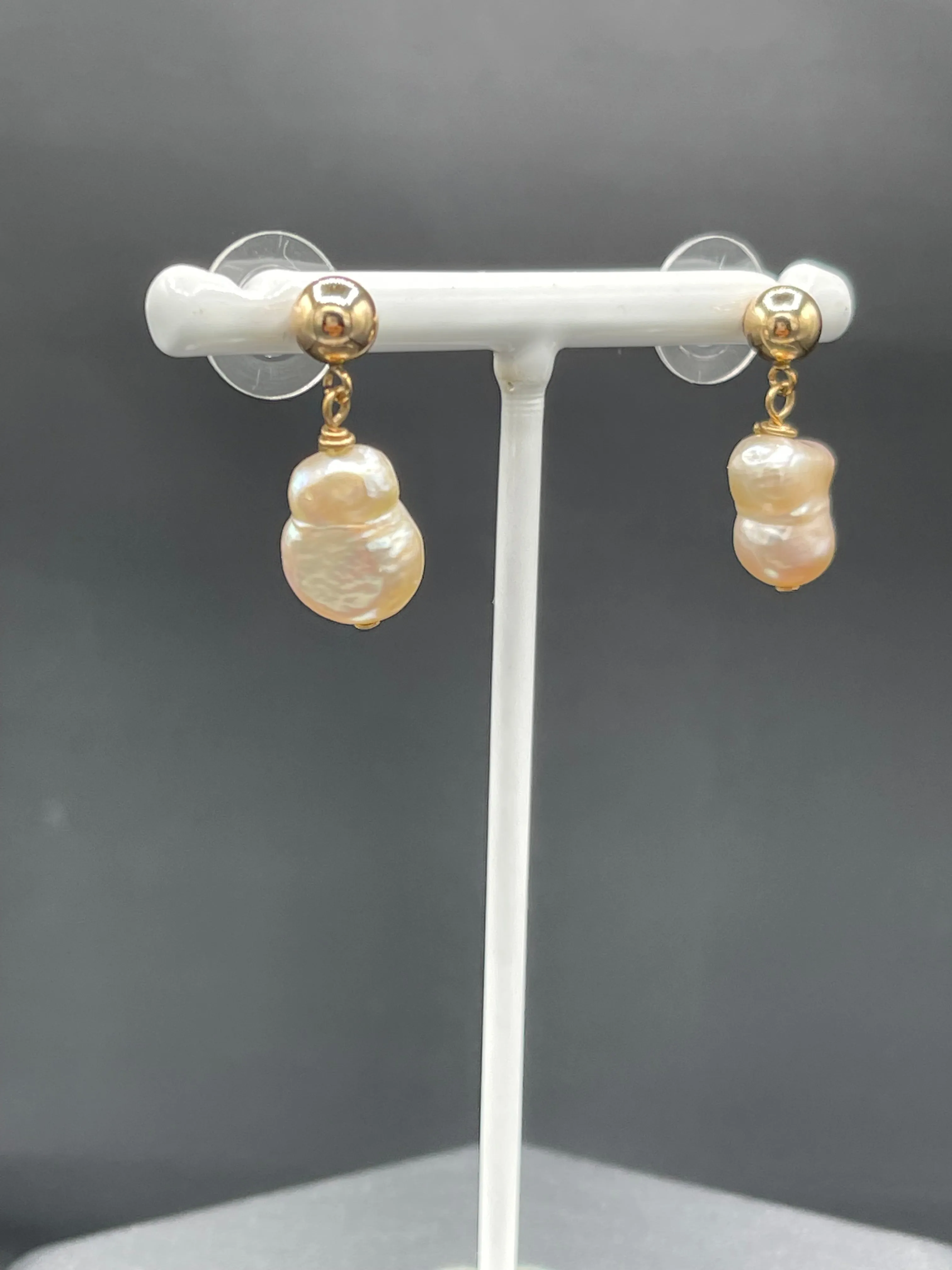 Natural Freshwater Pearl 14k Gold Filled Dangle Earrings