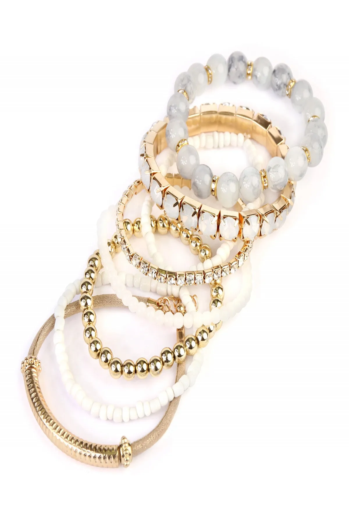 Natural Multicolor Stretch Bracelet - Pack of 6