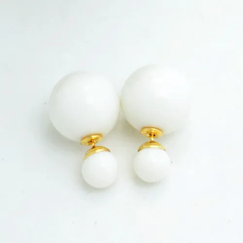 New Fashion jewelry double side 16MM pearl stud gift for women girl mix color